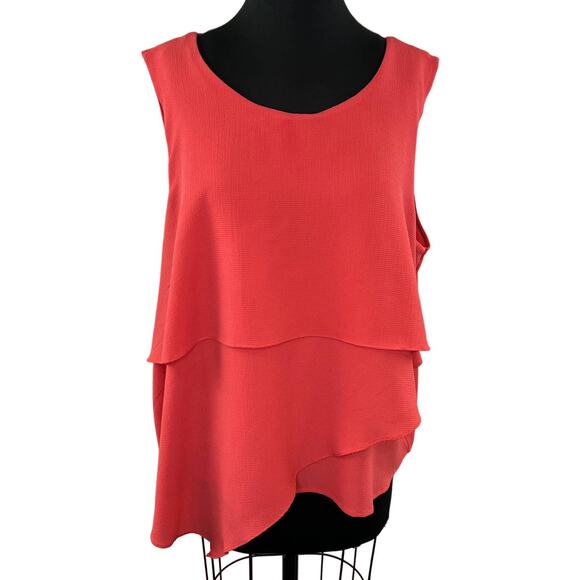 Soft Surroundings Orange Knit Asymmetric Layered Tank Sleeveless Blouse Plus 2X - Picture 1 of 7
